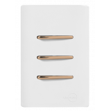 Cj Interruptor Triplo Simples 4x2 - Novara Branco C/ Ouro Rose